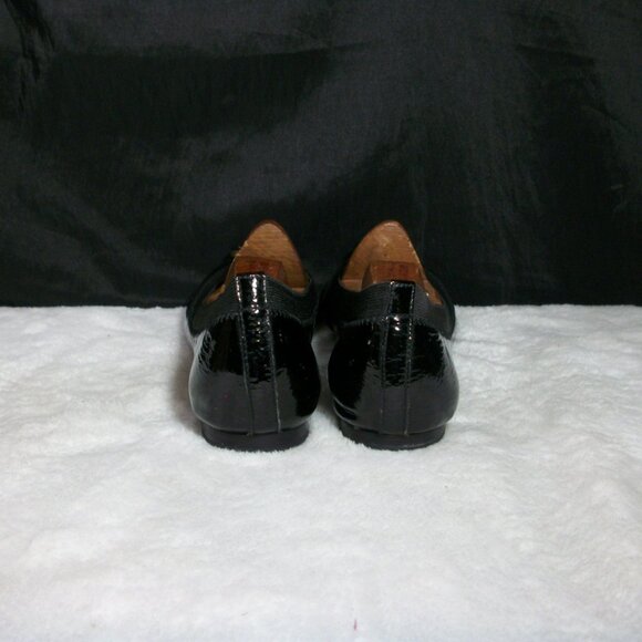 TORY BURCH CAROLINE BLACK PATENT LEATHER FASHION BALLET FLATS 7M FREE SHIP - Picture 6 of 9